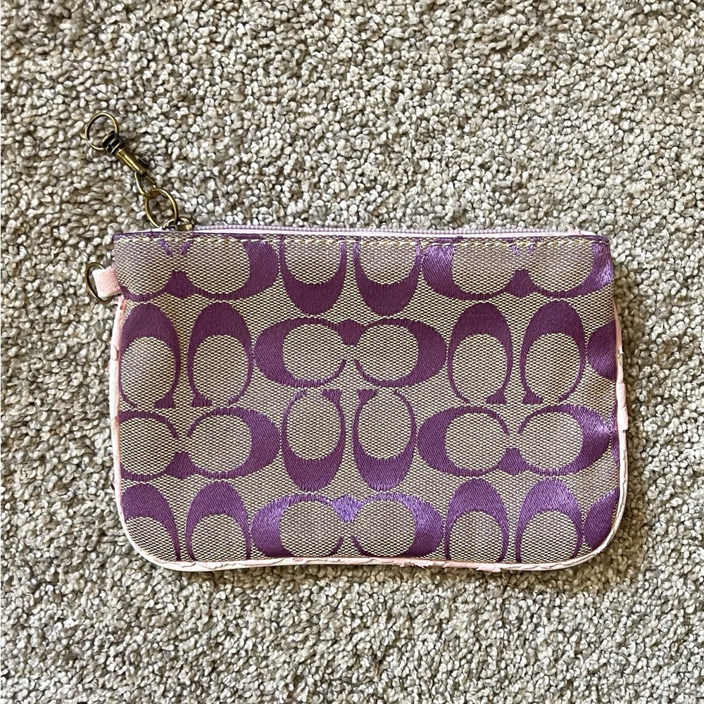 Coach Purple Tan + Pink Vintage Wristlet Wallet